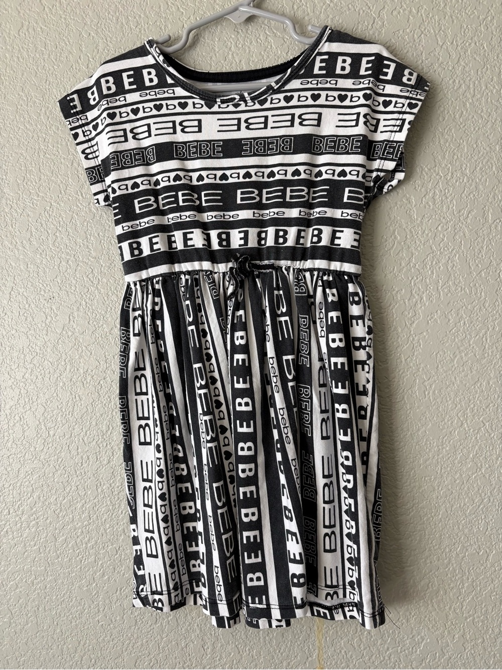 bebe Black & White All-Over Logo Tee Dress